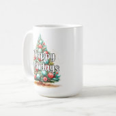 Mug Decorative Whimsical Happy Holidays Christmas Tree (Devant gauche)
