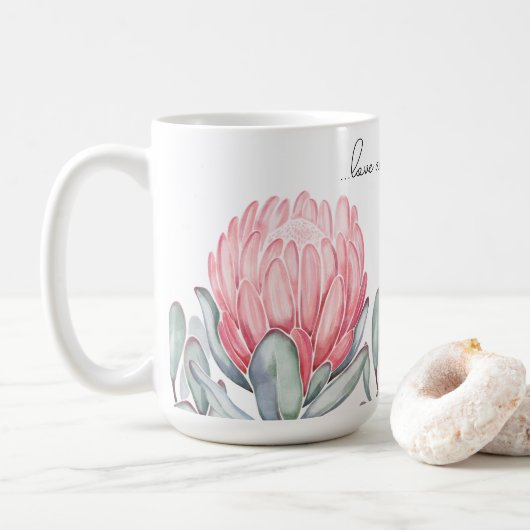 Mug décoré de fleurs charmantes et délicates. (Avec donut)