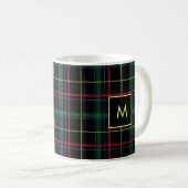 Mug Décoré d'un monogramme jaune noir vert rouge de (Devant droit)