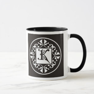 Mug Décoré d'un monogramme noir et blanc