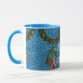 Mug Décoré Joyeux Noël Wreath Typographie bleue (Gauche)