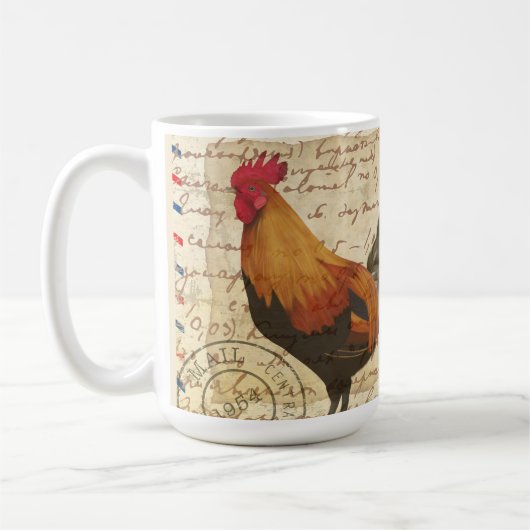 Mug Découpage Vintage Ephemera Farm Grange Rooster (Gauche)