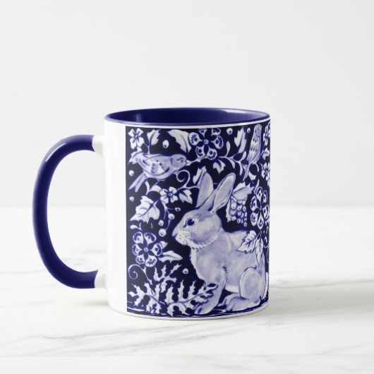 Mug Dedham Blue Rabbit, Classic Blue & White Design (Gauche)