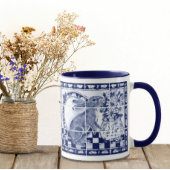 Mug Dedham Lapin Lapin Bleu foncé Bleu Blanc Cute Carr
