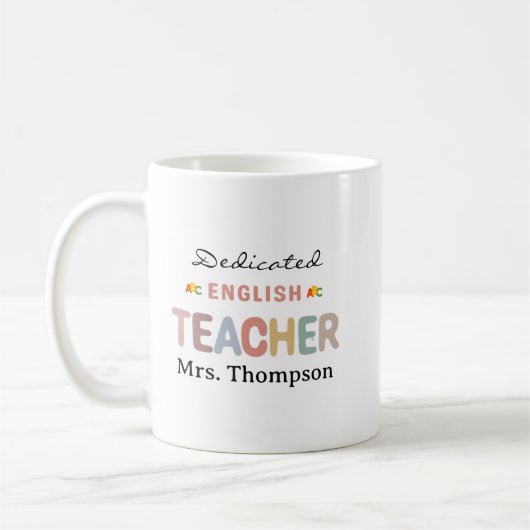Mug Dedicated English Teacher Personalized Name  (Gauche)