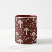 Mug Deep Maroon Fungi Seamless Gothic Dark Academia (Centre)