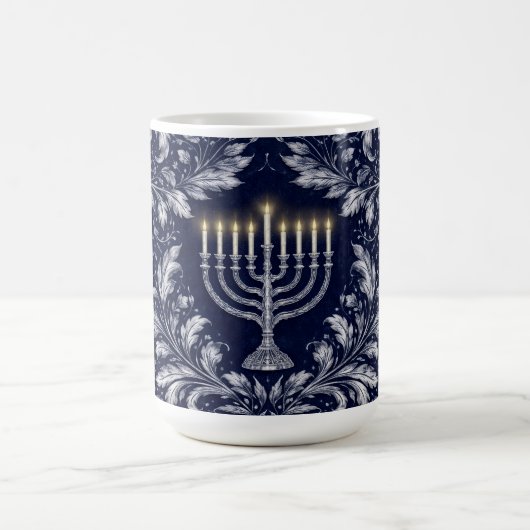 Mug Deep Navy Menorah William Morris Pattern (Centre)