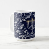 Mug Deep Navy Menorah William Morris Pattern (Devant gauche)
