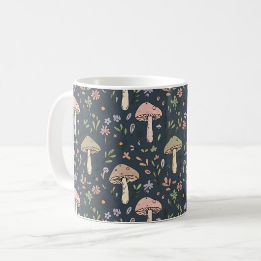 Mug Deep Slate Blue Moody Mushroom All Over Print (Devant gauche)