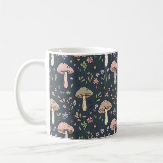Mug Deep Slate Blue Moody Mushroom All Over Print (Gauche)