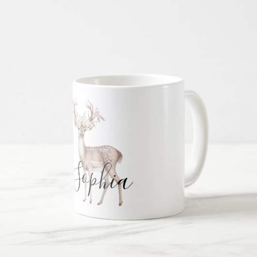 Mug Deer Pink Flowers (Devant droit)
