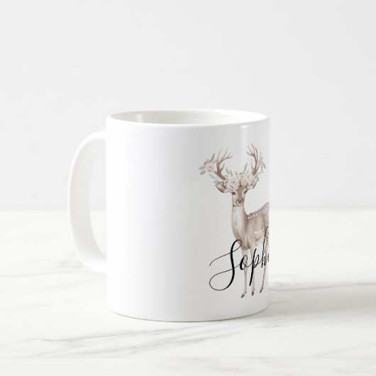 Mug Deer Pink Flowers (Devant gauche)