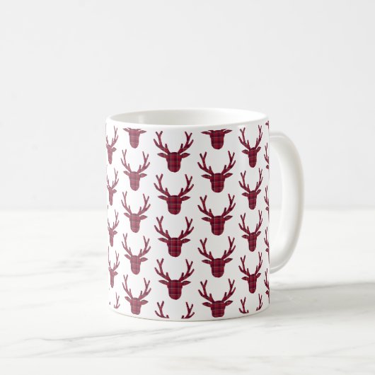Mug Deer Plaid Dark Red Burgundy (Devant droit)
