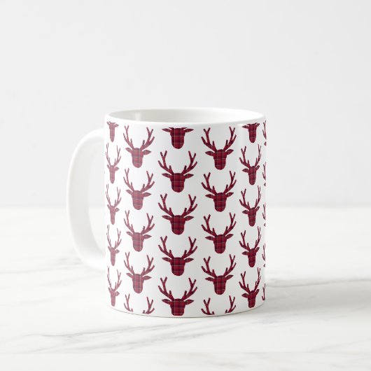 Mug Deer Plaid Dark Red Burgundy (Devant gauche)