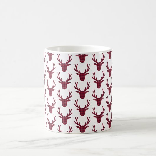 Mug Deer Plaid Dark Red Burgundy (Centre)