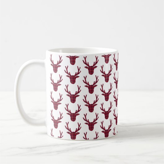 Mug Deer Plaid Dark Red Burgundy (Gauche)