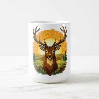 Mug Deer with Antlers Sunset Forest Hunter Gift