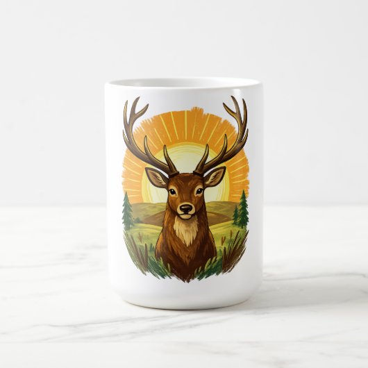 Mug Deer with Antlers Sunset Forest Hunter Gift (Centre)