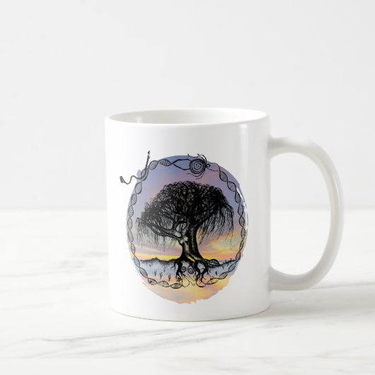 Mug Déesse en stylo et en encre au coucher du soleil (Droite)