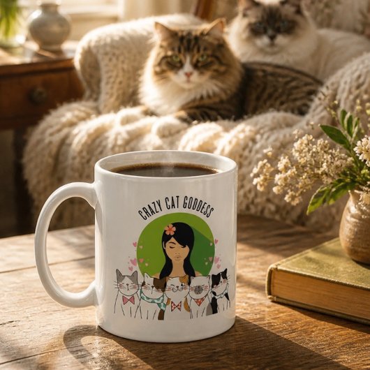 Mug Déesse folle des chats amusant