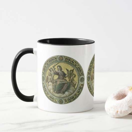 Mug Déesse romaine Justice avec les anges par Raphael (Avec donut)