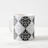 Mug Défiler Damask Big Ptn B&W sur Grey (Devant gauche)