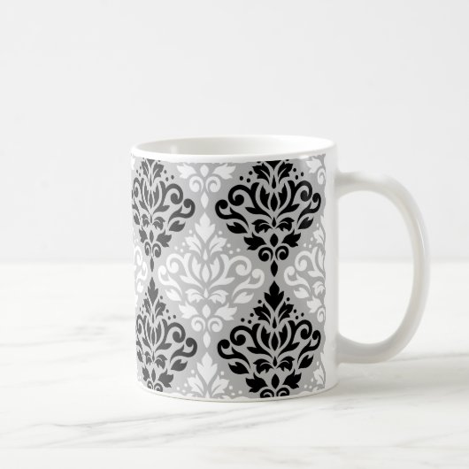 Mug Défiler Damask Big Ptn B&W sur Grey (Droite)