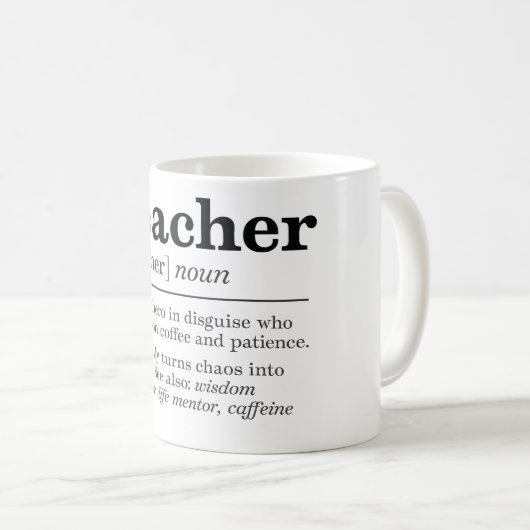 Mug Définition amusante de l'enseignant (Devant droit)