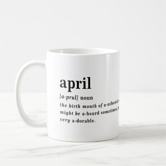 Mug Définition d'avril Anniversaire (Gauche)