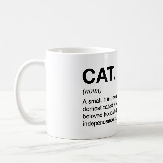 Mug Définition de chat Nom Amoureux de chat drôle (Gauche)
