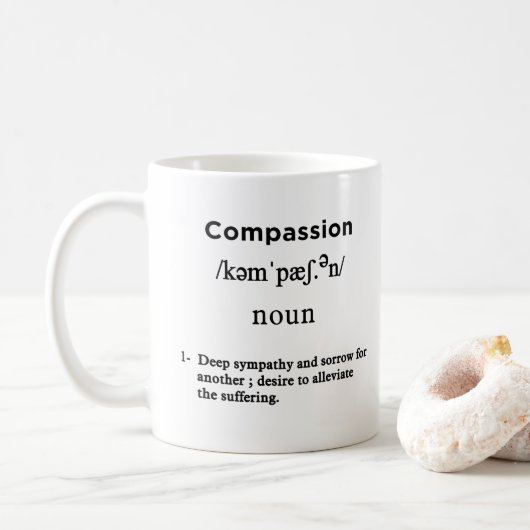 Mug définition de compassion blanc (Avec donut)