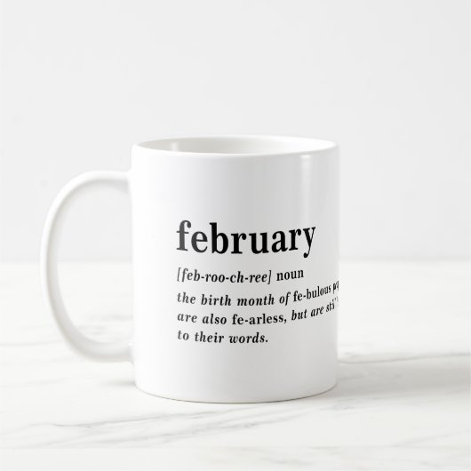 Mug Définition de février Anniversaire (Gauche)