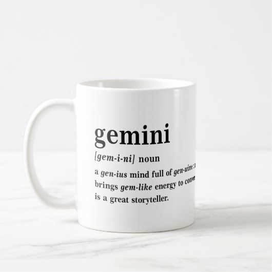 Mug Définition de Gémeaux Cadeau Esthétique Astrologie (Gauche)