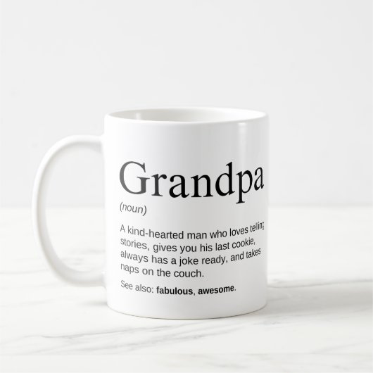 Mug Définition de Grand-père Mignon Adorable (Gauche)