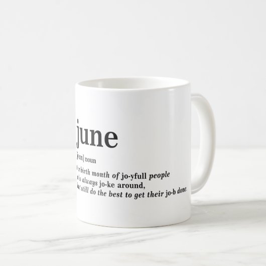 Mug Définition de juin (Devant droit)