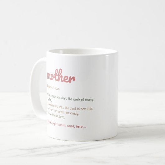Mug Définition de la mère inspirante/enveloppement de (Devant gauche)