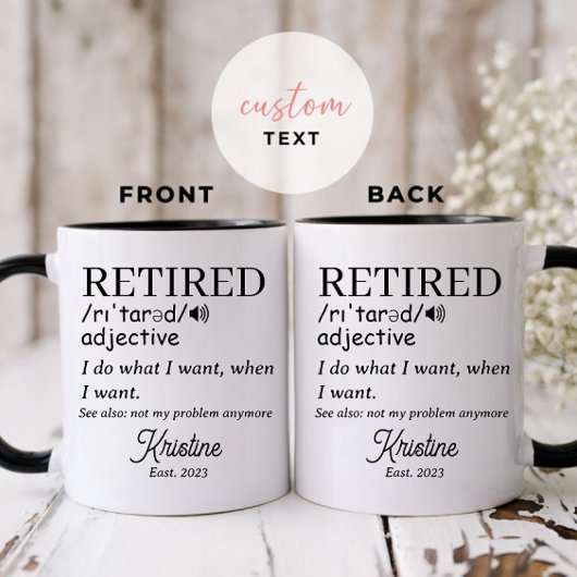 Mug Définition de la retraite amusante à la retraite