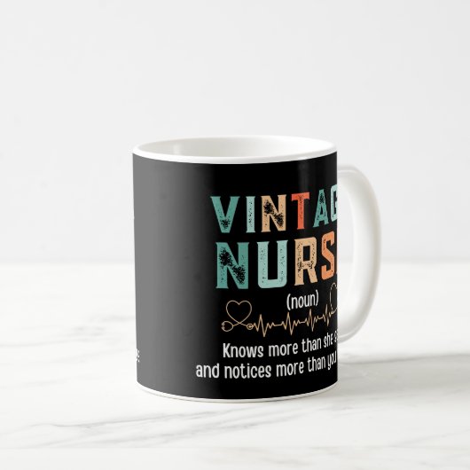 Mug Définition de l'infirmière vintage (Devant droit)