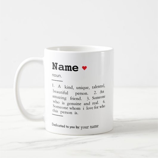 Mug Définition de meilleur ami, nom d'ami personnalisé (Gauche)