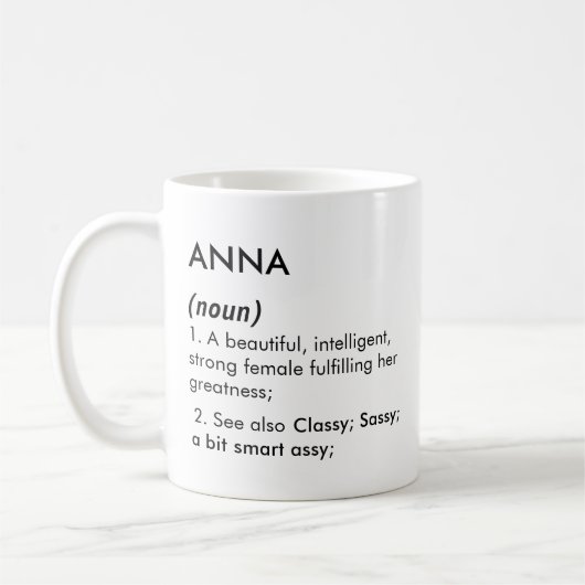 Mug Définition de nom Anna modifiable, nom personnalis (Gauche)