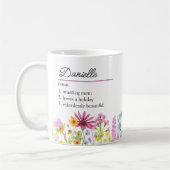 Mug Définition de nom avec bordure de fleurs sauvages (Gauche)