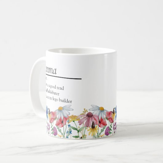 Mug Définition de nom avec la frontière du Fleur sauva (Devant gauche)