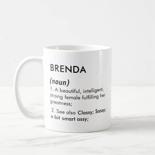 Mug Définition de nom Brenda modifiable, nom personnal (Gauche)