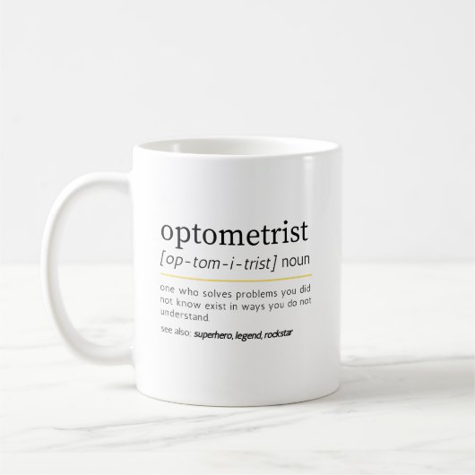 Mug Définition de nom d'optométriste Humour de soins o (Gauche)
