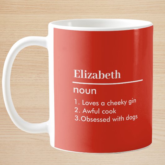 Mug Définition de nom personnalisé rouge