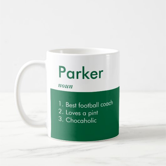Mug Définition de nom vert émeraude personnalisée drôl (Gauche)