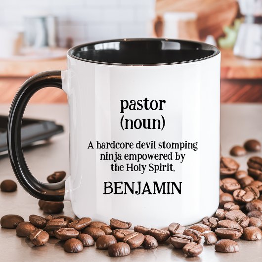 Mug Définition de Pasteur Drôle Nom Personnalisé Cadea