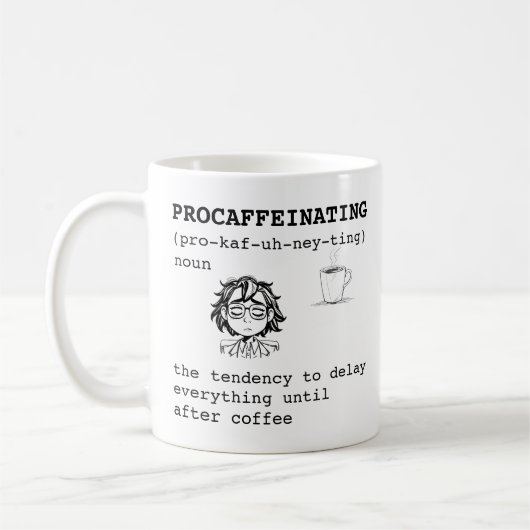 Mug Définition de Procaféination (Gauche)