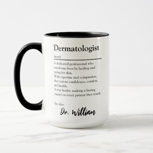 Mug Définition de reconnaissance de dermatologue perso (Gauche)