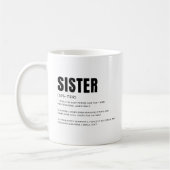 Mug Définition de sœur drôle et sincère (Gauche)